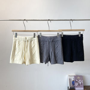 2025 Winter New Style Womens Knitted Thickened Straight Leg Pants Twist Design Casual High Waist Polyester Fiber Commute Style