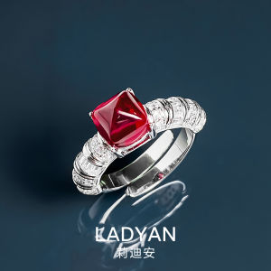 Lidiyan Red Ruby Embedded Ring for Women Unique Open Style Fashionable New Year Lucky Wealth Attracting Precise Stylish Jewelry