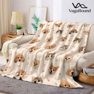 BILIBILI | Pets Face Flannel Blanket Warm Soft Halloween Christmas Decorative Couch Warm Cozy All-Season Gift