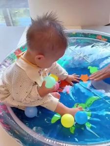 65/100cm Circle Inflatable Baby Water Play Mat Infant Toddler Kid Tummy Time Water Pad Cushion Early Educate Develop Activity
