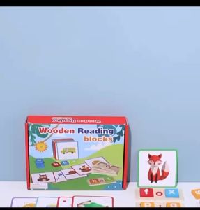 Learn English Wooden Reading Blocks Reading and Spelling Game Learn Alphabet 英文字母单词拼图板 拼图教学玩具 宝宝早教玩具 儿童益智英语玩具 学英语