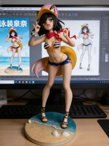 Bandai | Blue Archive anime Cartoon Cute and Beautiful Girl Handmade Swimwear Quannai Standing Pose Tidy Play Model Decoration Factory