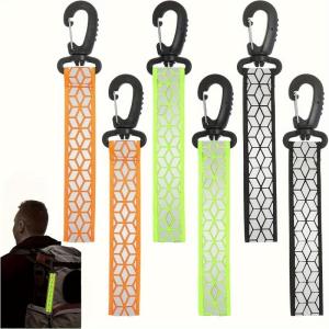 2PCS Reflective Safety Straps For Backpack Keychain Supplies Designed For Camping Hiking Gear Night Security Reflective Tape