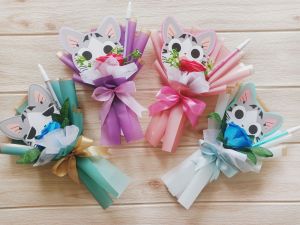 buket pulpen kucing lucu imut buket alat tulis buket wisuda ulang tahun valentine hari guru hari anak natal souvenir buket unik lucu imut murah