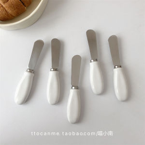 White Ceramic Handle Small Butter Knife Stainless Steel Jam Cheese Knife Kitchen Utensils Dining Table Cutlery Western Style