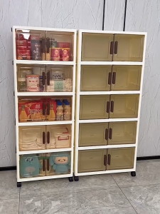 【TOP SALE】Foldable Storage Cabinet Durabox Multi-Layer Stackable With Magnetic Doors For Kitchen Bedroom Clothes Toys