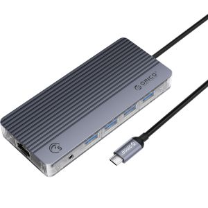 ORICO USB HUB Transparent Type C Dongle 11 in 1 to Multi USB 3.0 HDMI PD RJ45 Carder Reader Adapter Dock Splitter
