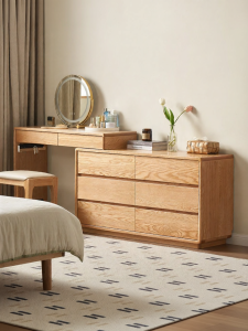 YUANSHI YUANSU | Solid Wood Modern Minimalist Dressing Table With Drawer Unit