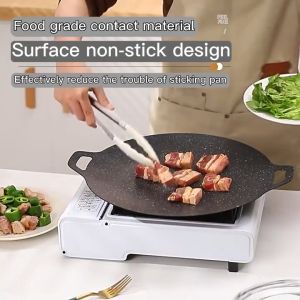 SOHO Griddle Grill Pan 38cm Non-stick Circular Griddle Pan Grill for BBQ Camping Frying Pot Frying Pan Integrated Pots