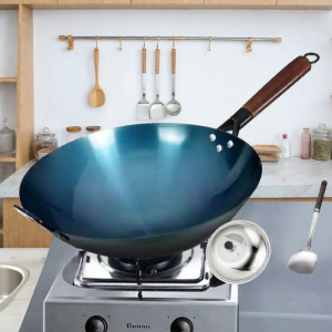 Traditional No Coating Non-stick Iron Frying Pan Round Bottom