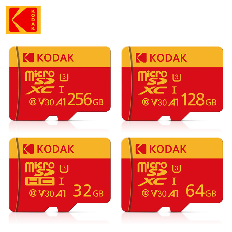 Original KODAK 32GB 64GB 128GB 256GB Memory Card 64GB U3 4K Micro TF SD Card 64G SDHC Mini microsd UHS-I C10 TF Trans Flash card