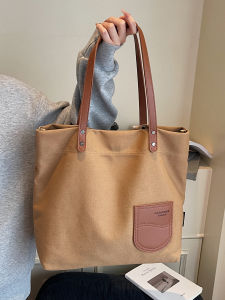 Large Capacity Canvas Tote Bag Womens 2025 New Simple Quality Handbag Commuting Single Shoulder Bag Casual Style Magnetic Buckle