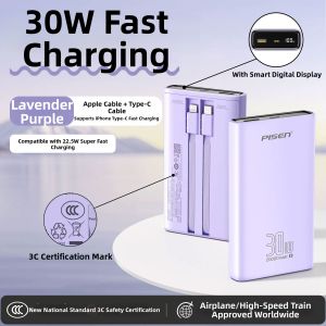 PISEN | Certified Quick Charge 20000mAh Ultra Slim Power Bank With Cable 20000mAh