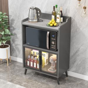 Stone Plate Microwave Oven Cabinet Accessible Luxury Sideboard Cabinet Minimalist Modern Kitchen Locker Solid Wood Living Room Storage Tea Cabinet