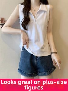LUQIAN | Plus Size Polo Neck Sleeveless Top For Women