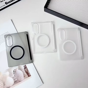 【🔥SG🔥】RICHMENTMALL For Magnetic Acrylic HD Clear Cases for iPhone Duo Wireless Charging Transparent Shockproof Hard Cover