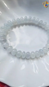 Graduation Grade Icy White Black Wu-Ji Jadeite A-Grade Abacus Bracelet