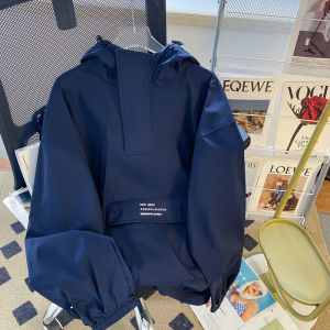 Half Zipper Pullover Outdoor Jacket Coat Mens Spring & Fall American Mechanical Style Parka Sweatshirt Japanese Style Cityboy Jacket