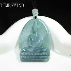 TIMESWIND Natural Original A-type Jade Shakyamuni Buddha Pendant Bless Women Men Necklace Gift Fashion Jewelry with Certificate