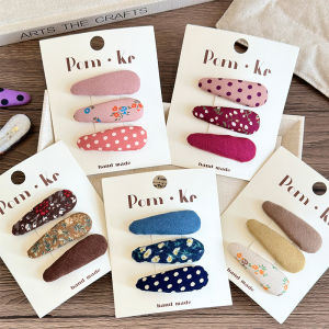 Girls Waterdrop Hair Clips Baby Vintage Polka Dot Grid Bangs Clips Side Hair Cards Headwear Korean Style Children Accessories