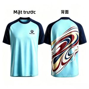 Kelme | Áo Thun Thể Thao Nam Nhanh Khô Thoáng Khí Họa Tiết Xoáy Phong Cách Trung Quốc Tay Ngắn Áo Tập Bóng Đá Áo Thun Thời Trang Dệt Kim