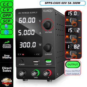 KUAIQU | KUAIQU 30V 10A DC Power Supply Adjustable Regulated Switching Power Source with Encoder KnobPreset Current for Electronics Lab