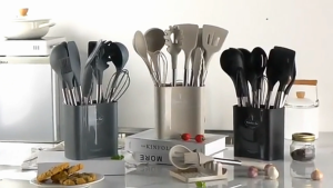 🇸🇬 ReadyStock - 9+1Pcs Set Cooking Utensils Set Stainless Steel Kitchenware with Storage Non-Stick Heat Resistant Cooking Tools Set Kitchen Cookware 厨具套装