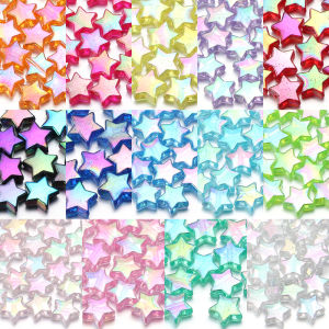 100Pcs 11mm AB Color Five-pointed Star Beads Acrylic Loose Spacer Beads for Jewelry Making DIY Bracelet Necklace Accessories
