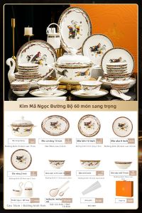 JINGDITAOCI | Bộ Đồ Ăn Sứ Cao Cấp Bone China