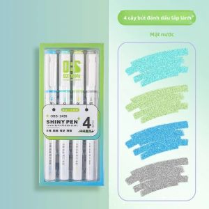 4 Kawaii Long Lanh Bút Dạ Quang Bộ Màu Sắc Bút Văn Phòng Phẩm Cho Bé Gái Học Sinh Trở Lại Trường Phụ Kiện Đầu Bàn Chải Dẹt