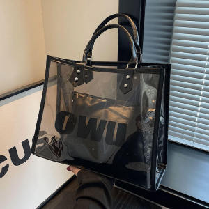 Summer Transparent PVC Jelly Tote Bag Womens Handbag Work Briefcase Versatile Single Shoulder Bag Large Capacity Fashionable