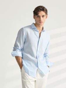 Bland Yeah Mens Long Sleeve Linen Shirt Casual Thin Leisure Top Fashion Urban Style Four Seasons Universal Classic Collar Shirt