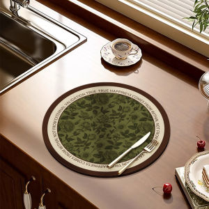 American round Water Draining Pad Kitchen Countertop Water-Absorbing Quick-Drying Mat Wash-Free Heat Insulation Wash Basin Sink Side Bar Table Mat