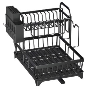 [VSC] 42×30CM Thickened Carbon Steel Dish Drying Rack Large Capacity & Space Saving Large Dish Rack