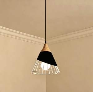 【COD&Ready Stocks &free bulb】Rohstar E27 Eco friendly wooden New model design lampshade pendant