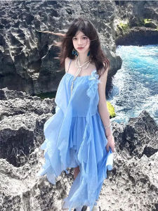 Váy Đi Biển Không Dây Không Đối Xứng Mùa Hè Mới Thiết Kế Váy Không Tay Cho Nữ Váy Đi Biển Phong Cách Bãi Biển Váy Mùa Hè