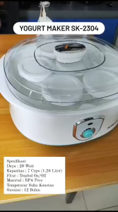 Mesin Pembuat Yogurt Yoghurt Maker 7 Cups Kapasitas 1.2 Liter Low Watt Sixma SK-2304