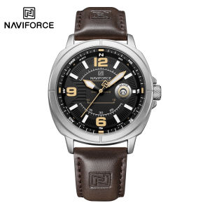 NAVIFORCE Original Quartz Watches For Men 30m Waterproof Casual Fashion Brand New Wristwatch  PU Leather Watch Date Luminous Digital Dial NF8078