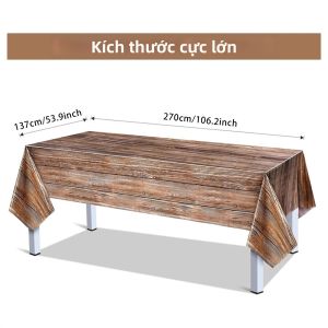 Khăn Trải Bàn Hình Chữ Nhật Chất Liệu Polyester Chống Thấm Họa Tiết Gỗ Nâu Phong Cách Đồng Quê Dùng Trang Trí Tiệc Sinh Nhật Cưới Hỏi