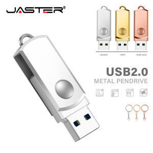 Jaster | Mini USB 2.0 Flash Drive Creative Metal Pen Drive 128GB 64GB Rotatable Memory Stick 32GB Key Chain Storage Devices Gift 16GB 8GB