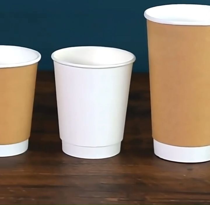 25pcs/8oz 12oz (16oz/20pcs)90mm double wall paper cup kraft/Paper Cups ...