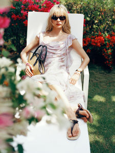 Romantic Vacation Purple Rose Silk Print Dress MaxRieny Wave Lace Hem A-Line Midi Skirt Short Sleeve Womens Fashion Dress