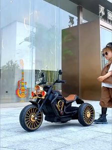 Xe Mô Tô Điện Cao Cấp Chạy Tự Động Kèm Chế Độ Điều Khiển Từ Xa Có Nhạc Đèn - Xe Máy Điện Chịu Lực Đến 50KG