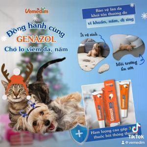 Vemedim Genazol dùng ngoài da cho chó mèo bị viêm da do vi khuẩn và nấm tuýp 20g