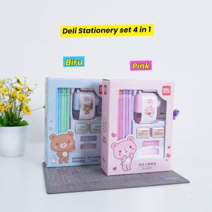 Deli Stationery Set 4 in 1: Alat Tulis Kantor 12 Pcs