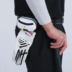 Portable Skull Golf Ball Bag Double Ball Bag Tee Holder Belt Golf Waist Bag PU Leather w Zipper Carabiner Golf Storage Bag