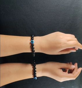 Evil Eye and Black Obsidian Lucky Charm Elastic Bracelet / For protection / 2025 luck year / feng shui / Protection from bad karma and bad fate / hamsa / Calm and relaxation / pampa swerte / pang taboy/alis sa malas / pang taboy/alis sa mga negatibo