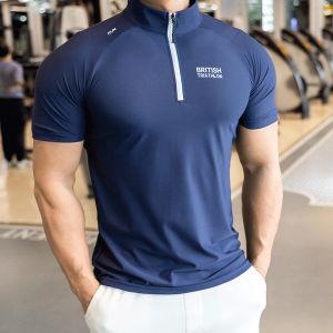 Mens Fitness Short Sleeve T-Shirt Quick Dry Ice Silk Running Training Top Breathable Moisture Wicking Gym Workout Shirt