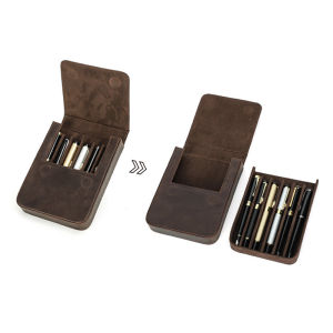 Genuine Leather Handmade Pen Case High Quality Retro 2/3/6/12 Slots Pen Pouch Office School