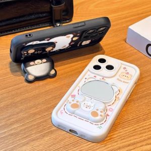 ใหม่ เคสโทรศัพท์ Case Honor 400 Lite Honor400 Pro 200 90 Lite Pro 70 5G อ่อนป้องกันการกระแทกสุดอินเทรนด์พร้อมกระจกหมีน่ารัก360 ° ที่วางแบบหมุนได้ Cover 2025
